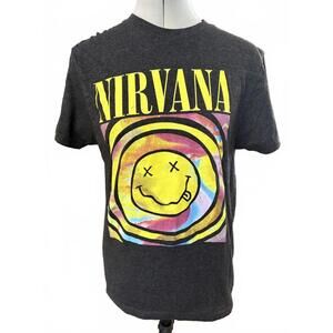 Nirvana T-shirt with smiley face Dark Charcoal Size Medium